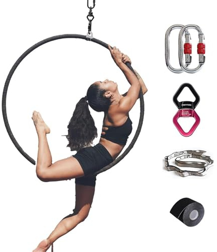 Cerchio Aereo Professionale, Set Di Attrezzature Per Yoga Aereo Con Hardware Di Rigging, Cerchio Da Circo Ad Anello Singolo Per Studio Di Danza, Fitness Aereo, Pratica A Casa,90CM/32MM