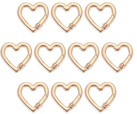 PATIKIL Heart Keychain Clip, 10 Pcs Little Heart Key Ring Snap Hook Clip Zinc Alloy Trigger Spring Buckle for Keychains Bags Purses Handbag Jewelry Making, Light Gold