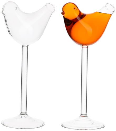 ULTECHNOVO 2Pièces Verre à Cocktail Verre Transparent Oiseau Lot de Tasses pour Bar pour Cocktails Boissons Festives