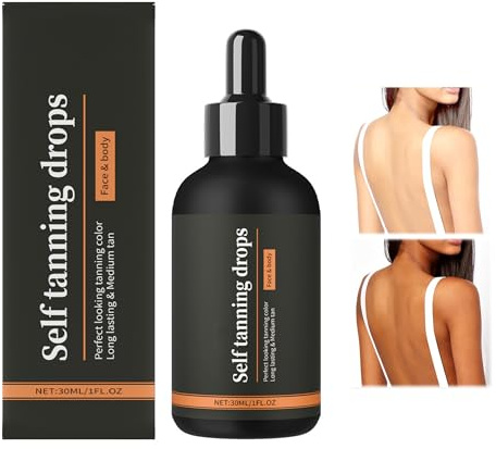 Selbstbräunungstropfen, Bräunungstropfen, Serum für einen natürlich gebräunten Teint, Self Tanning Serum, Selbstbräuner-Tropfen für Körper und Gesicht, Ohne Sonnenschäden, Self Tanning Drops