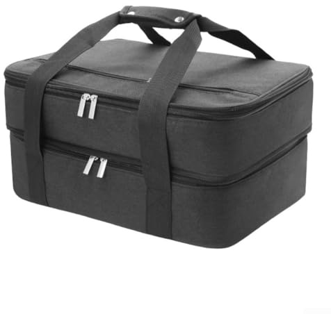 Borsa termica con cerniera per il trasporto di casseruole calde o fredde con tasca extra per posate e piccoli oggetti