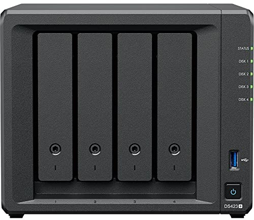 Synology DiskStation DS423+ NAS Server with Celeron 2.0GHz CPU, 6GB Memory, 16TB SSD Storage, 1TB M.2 NVMe SSD, 2 x 1GbE LAN Ports, DSM Operating System