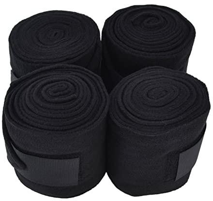 Nosqew Vendaje autoadhesivo transpirable para patas de caballo, resistente al desgaste, para caballos, vacas, perros, gatos, poliéster, 2,5 m, 12 cm, 4 unidades (negro)