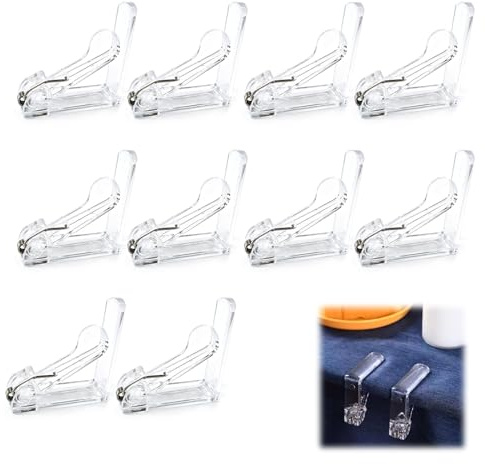 [Paquete de 10] Pinzas para Mantel Transparentes Resistentes a la Intemperie y Antideslizantes – Sujetadores para Mesas Gruesas de hasta 45 mm Jardín, Balcón, Cocina