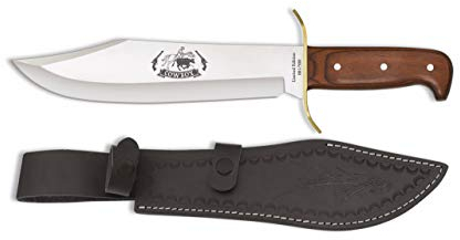 Cuchillo Albainox 32284 Cowboy madera. Hoja: 25 Herramienta para Caza, Pesca, Camping, Outdoor, Supervivencia y Bushcraft + Portabotellas de regalo