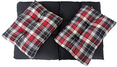 PATIO Palettenkissen Set 120 x 80 cm Termi Gartenmöbel Kissen Bank Gartenbank Sofa Palettenmöbel Auflage Polster Sizkissen Rückenkissen gesteppt Kariert schwarz rot