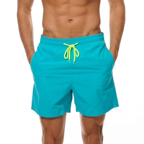 Aisprts Mens Swimming Shorts Waterproof Quick Dry Swimming Trunks Surfing Board Shorts Beach Shorts with Mesh Lining 3 Pockets