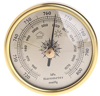 GUMEI 72mm Baromètre à Tenture Murale 1070hPa Couleur Or Cadran Rond Station Météo Air