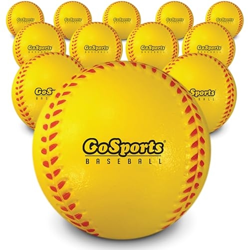 GoSports Foam Training Baseball 12 Pack - Regulation Size Foam Baseballs for Soft & Safe Throwing, Catching and Batting Practice