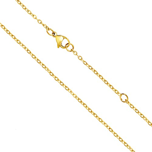 Mujer collar de oro Cadena de oro fino Collar Mujer sin colgante Cadena de plata de ley bañada en oro Cadena de acero inoxidable con baño de oro Collar largo Señora muchacha Dorado Cadena 45cm 50cm