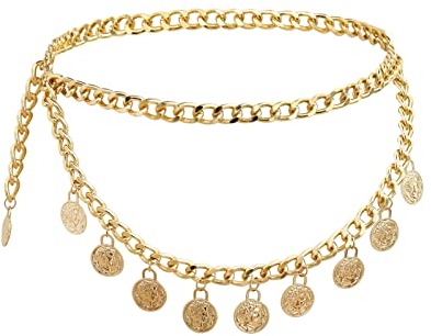 Kettengürtel für Frauen Taillenkette für Kleid Taillenkette, Bauchkette, Hüftkette, Kettengürtel, Körperkette Taillenkette Damen Gold Vintage-Münzen-Anhänger , Gold
