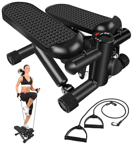 Yatytepo R11 Mini Stepper med motståndsband, 136 kg lastkapacitet, hydraulisk Fitness Stepper med LCD-skärm