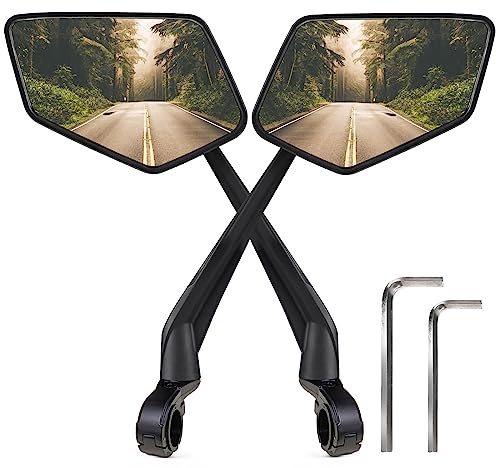 New Handlebar Bike Mirror, APLSTOW HD Automotive Grade Glass Lens E-Bike Mirrors, Scratch Resistant, Safe Bicycle Rearview Mirrors