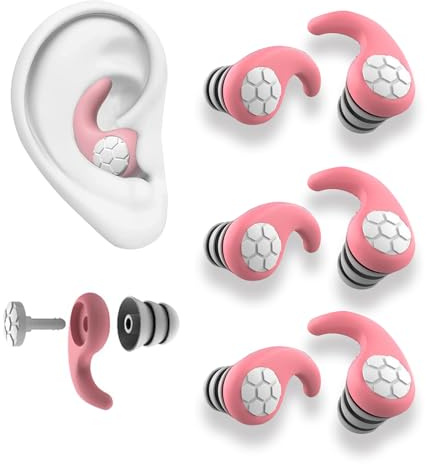 KKNE Tapones para Dormir en Rosa, 3 Pares Reutilizables y Lavables, Tapones de Silicona de Triple Capa para Cancelación de Ruido, Ideal para Dormir, Estudiar, Viajar, y Anti Ronquidos