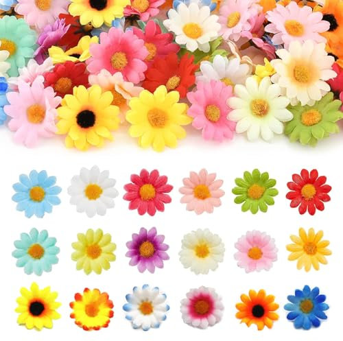 KARELLS Deko-Blüten,Mini Künstliche Blumen,Blüten-Köpfe,Deko Mini Kunstblumen,Seidenblumen Bunte,Deko für Hausgarten Hochzeit Feste Partei Haus DIY Basteln Scrapbooking,Gemischt Farben,100pcs
