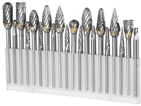 Hårdmetall frässtift med dubbelsnitt för dremel, 20 stycken hårdmetall rotationsfräsar set skaftfräs med 1/8 tums skaftborr, gör-det-själv träbearbetning, snidning, metallpolering