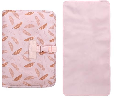 amo nenes Baby Windeltasche mit Wickelunterlage Kleine Wickeltasche für Unterwegs Faltbare Wickelunterlage Tragbare Windel Organizer Windeltasche mit Reißverschluss, Rosa