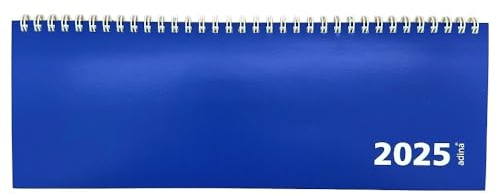 ADINA Tischquerkalender 1 Woche auf 1 Seite Kartondeckel Querterminkalender 30x10cm (dunkelblau, 2025)
