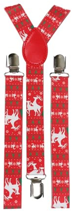 Lezevn Bretelle Natalizie per Uomo in Stile Renna Bretelle per Uomo Festività di Natale Y-Shape Bretelle Natalizie Regolabili