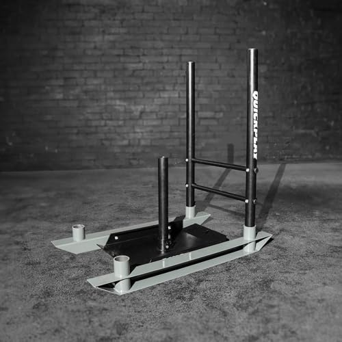 QUICKPLAY Weighted Push/Pull Sled - Heavy Duty Steel Strength & Conditioning Sled - Build Explosive Power, Speed & Agility - Folding, Compact Design - For 50mm Olympic Plates (Full Sled)