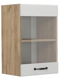 Vicco Küchenglashängeschrank R-Line, Glashängeschrank, Weiß Landhaus, 40 cm