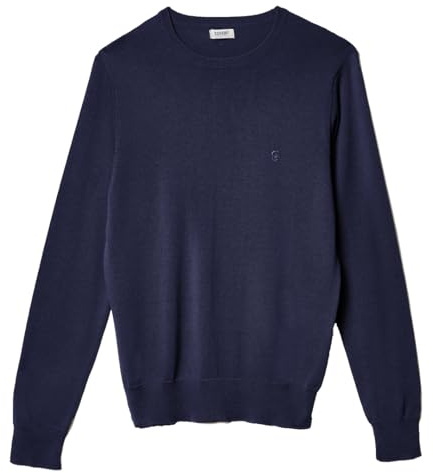 Coveri Maglione Maglioncino da Uomo Leggero Girocollo 100% Cotone M L XL XXL 3XL (IT, Testo, 3XL, Regular, Regular, Blu)