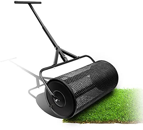 Épandeur de mousse de tourbe, épandeur de compost de 24 pouces avec long manche réglable en forme de T, épandeurs de jardin pour la plantation, l'ensemencement, le compost de surface, la terre, le
