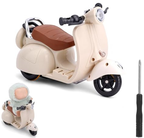 BTFO Doll Scooter Toy, Plush Toy Electric Scooter with Lights and Music Cute Doll Motorcycle Decor 360° Interactive Rotating Toys Desktop Ornaments Accessories for Desk Decorations