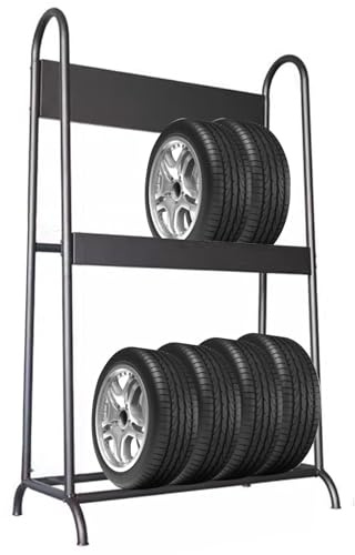 Supporto per Pneumatici, Supporto per Pneumatici Nero/scaffalatura da Garage, Supporto per Pneumatici Regolabile/Porta Ruota di scorta, Altezza 67-69 Pollici, p