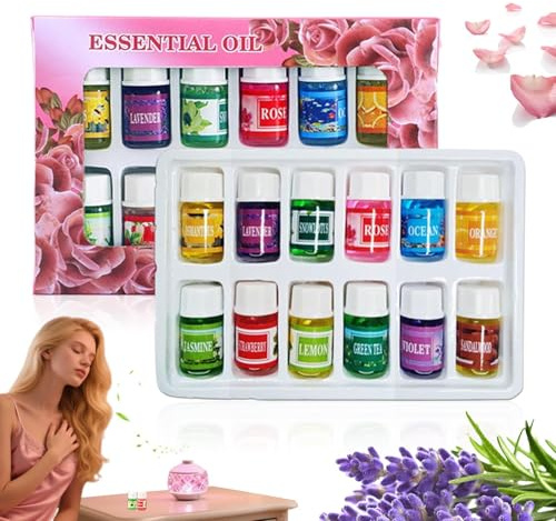 Juego De 12 Aceites Esenciales Naturales 3ML | Aceites Aromáticos Solubles En Agua Para Difusor, Humidificador, Jabón, Fragancia Hogar & Sueño Reparador