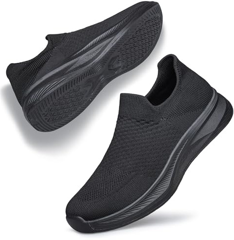 Raoendis Womens Slip on Trainers Walking Sneakers Ladies Slip on Sports Shoes, Comfortable Breathable Knit Mesh Sneaker for Jogging Running Fitness