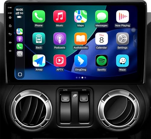Android 13 Car Radio Stereo for Jeep Wrangler JK Compass Grand Cherokee Dodge Ram, 10.2 QLED HD Touch Screen Head Unit with Carplay/Android Auto/5GHz WiFi/DSP/1080P Backup Camera/AM & FM