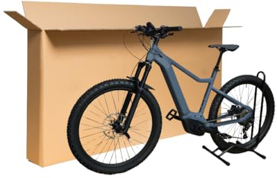 karton-billiger | Grand carton pour vélos électriques - Carton pour vélos, carton d'expédition, emballage en carton ondulé à 2 cannelures, 180x35x100cm, avec poignées de transport, qualité expédition