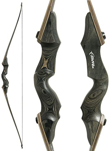 Black Hunter Archery Takedown Recurve Bow American Longbow Adult Right Hand Hunting Wood Bow 60,30-60lbs Target Practice (60)