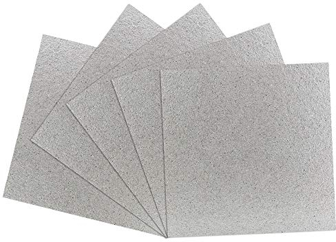 BUZIFU Microondas Placas de Mica, 5pcs Carton Microondas 13cm x 13cm, Lamina de Mica, Fácil de Marcarla y Cortar, Ideal para Cualquier Tipo de Microondas Estándar