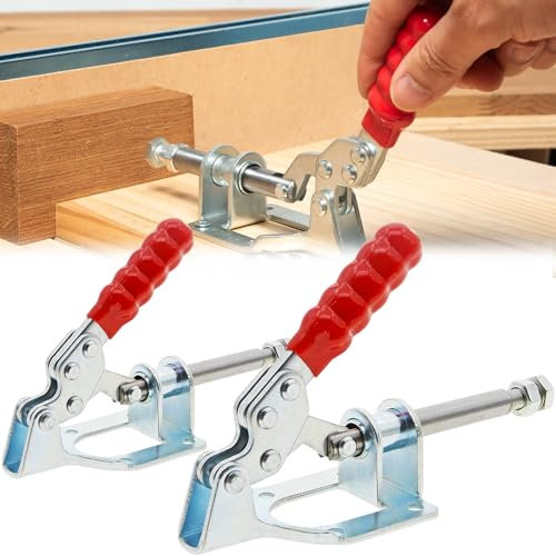 MINGZE 2pcs 32mm Toggle Clamp GH-302-F, Abrazadera rápida Pinza de soldar pieza a presión para soldar 136kg Holding Capacity Stroke Push Pull Action Hand Tool