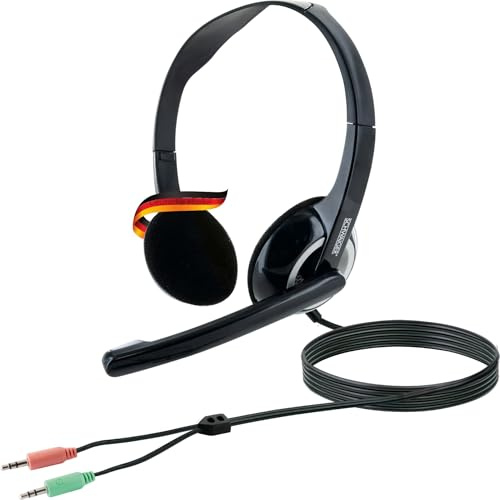 SCHWAIGER HS1000 - Auriculares inalámbricos con micrófono para ordenador, Bluetooth, para vídeo, para oficina en casa, telefonía inalámbrica, color negro