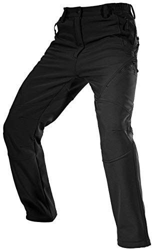 FREE SOLDIER Pantalones de Trabajo Softshell para Hombre Pantalones Trekking Termico Pantalones Montaña Impermeable Pantalones de Snowboard de Invierno Pantalones de Caza (Negro, 52)
