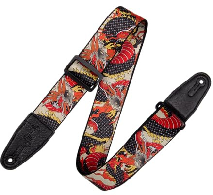 Levy's Leathers Musical Instrument's Mpd2 2” Wide Polyester Guitar Strap with Japanese Traditional Dragon Motif, One Size