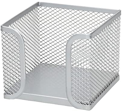 D.RECT - Zettelbox | aus Mesh | Solides Metall | Für den modernen Arbeitsplatz | Silber - 95x95x80 mm