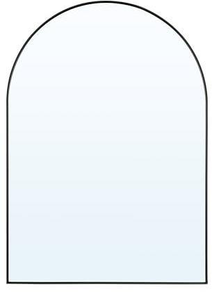 Home Selections Arched Metal Wall Mirror 50x70cm, Framed Wall Mounted Arch Mirror, Black