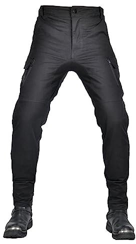 GEBIN Motorradhose Herren, Motorrad Jeans, Motorradhose mit Protektoren Knie und Hüftprotektoren, Stretch Slim fit Denim Motorradhose Cargo Motorradjeans Schutzhose Biker Pants (L,Schwarz)