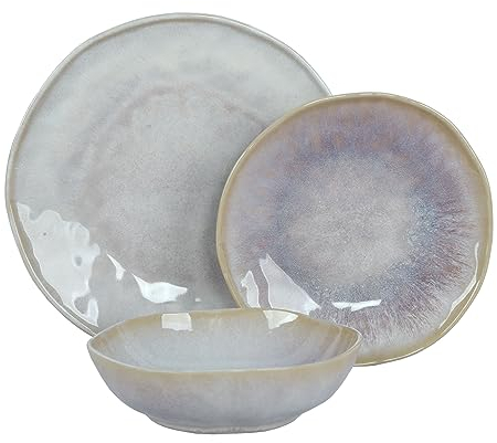 WeHome – Vajilla para 6 personas, juego de 18 piezas coloridas de cerámica, modernas, lavables en lavavajillas, compatible con microondas (glicerinas)