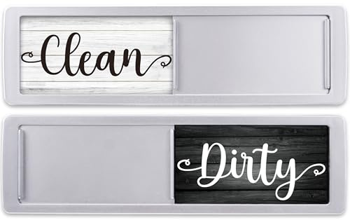 Dishwasher Magnet Clean Dirty Sign - Magnetic Signs That Say Clean/Dirty - Optional Sticker Adhesive for Non-Metal Stainless Steel Dish Washers - Dark Farmhouse