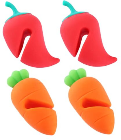 GOOHOCHY Silicone Lid Lifters Kitchen Gadget Pot Lid Lifting Tool Spill-Proof Silicone Lifter for Pot 4pcs Vegetable Shape Steam Releaser for Cooking