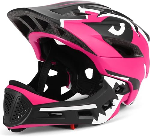 Casco Integral Niños Desmontable Casco de Seguridad Deportivo Casco Bicicleta Casco Bicicleta Niños Casco para Deportes para Niños Casco de Seguridad para Ciclismo Patinaje-Rosado