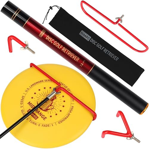 HIAARO Upgraded II Disc Golf Retriever Pole, Disc Golf Grabber Tool with 3 Hooks and Carry Bag, 13 FT, Practical Disc Golf Accessories