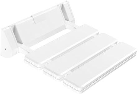 Sgabello da doccia pieghevole a parete, per doccia, fino a 130 kg, antiscivolo, per anziani, colore: bianco
