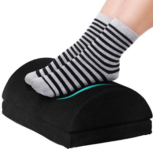 Avalo Fußstütze Schreibtisch Stoff - Ergonomischer Memory-Schaum - Waschbar - Verstellbar - für Zuhause und Büro - Schwarz