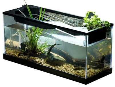 Aquarium, Glasaquarium mit Filtersystem, leises kleines Aquarium, Schreibtischschildkröte, Hydrokultur-Pflanz-Aquarium, kleines Fischglas mit Filtersauerstoffversorgung für Reptilien, und